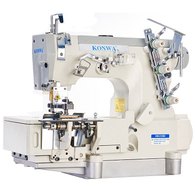 KW-2158D Direct-Drive, 2-Needle, 3 Thread, Flat Bed, Making Belt Loop Machine with Front Fabric Cutter